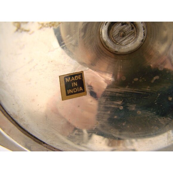 Lot of 2 Octagonal Candle Stick Holders Made in India Stamped 7"H Silver Plated - Picture 7 of 12